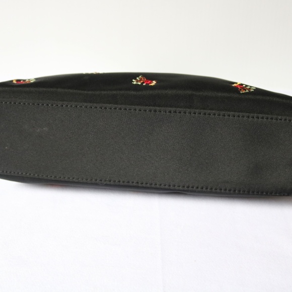 Monkey Purse Handbag Black Embroidered Hoop Handle Trumpet Quirky - Picture 5 of 8